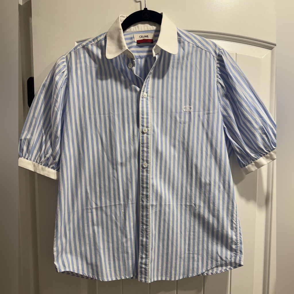 Celine Triomphe Striped Button Down Shirt